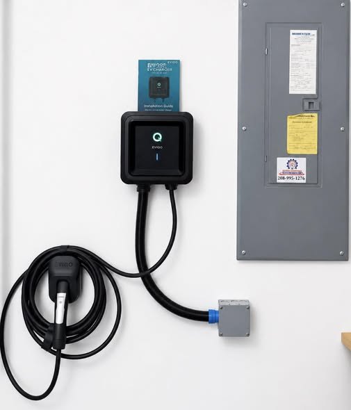 Level 2 EV charger installed beside the panel