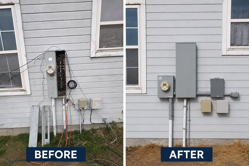 Exterior meter and panel work completed by Defused Electrical